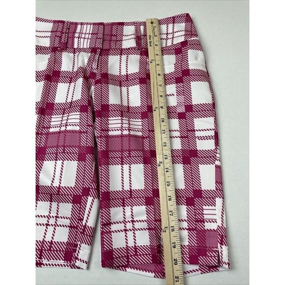 ADIDAS CLIMATE Bermuda Golf Shorts Women’s 4 Plaid Red/White Lightweight - Picture 4 of 12